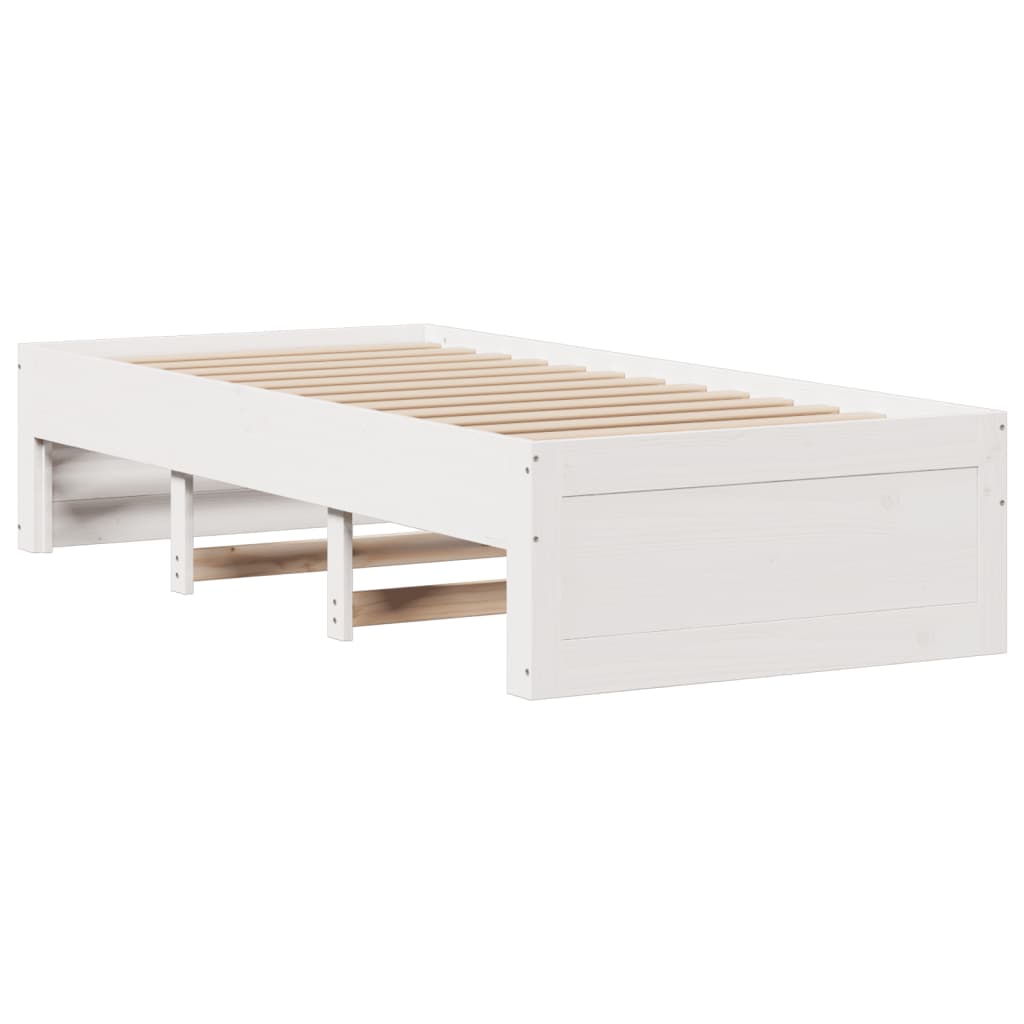 Bookcase Bed without Mattress White 90x200 cm Solid Wood Pine