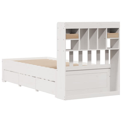 Bookcase Bed without Mattress White 90x200 cm Solid Wood Pine