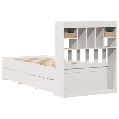 Bookcase Bed without Mattress White 90x190 cm Single Solid Wood Pine