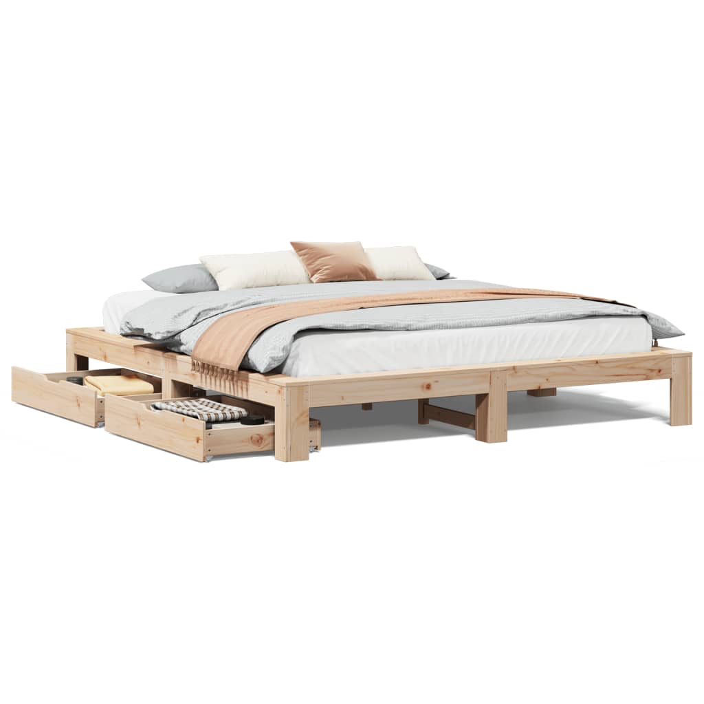 Bed Frame without Mattress 200x200 cm Solid Wood Pine