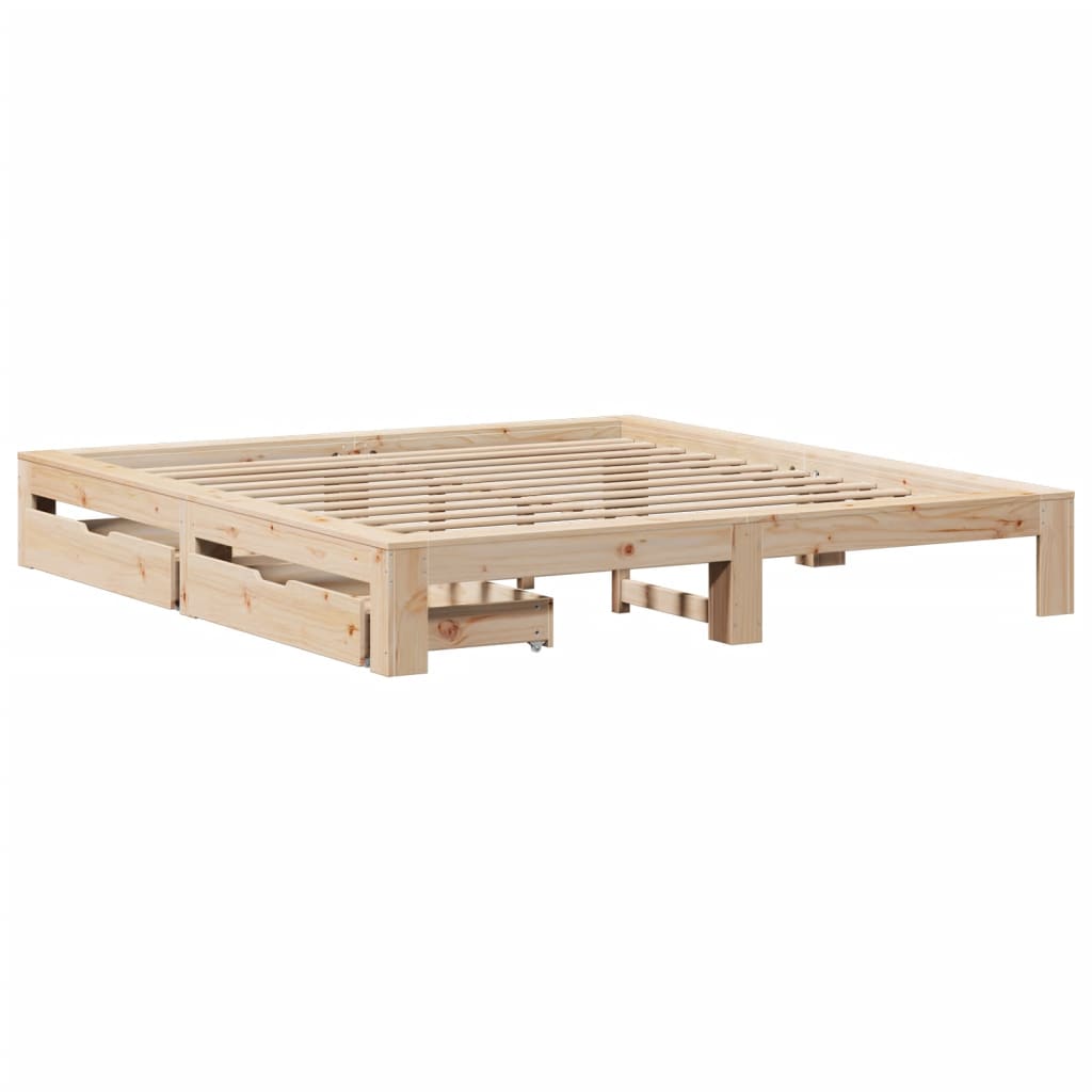 Bed Frame without Mattress 200x200 cm Solid Wood Pine