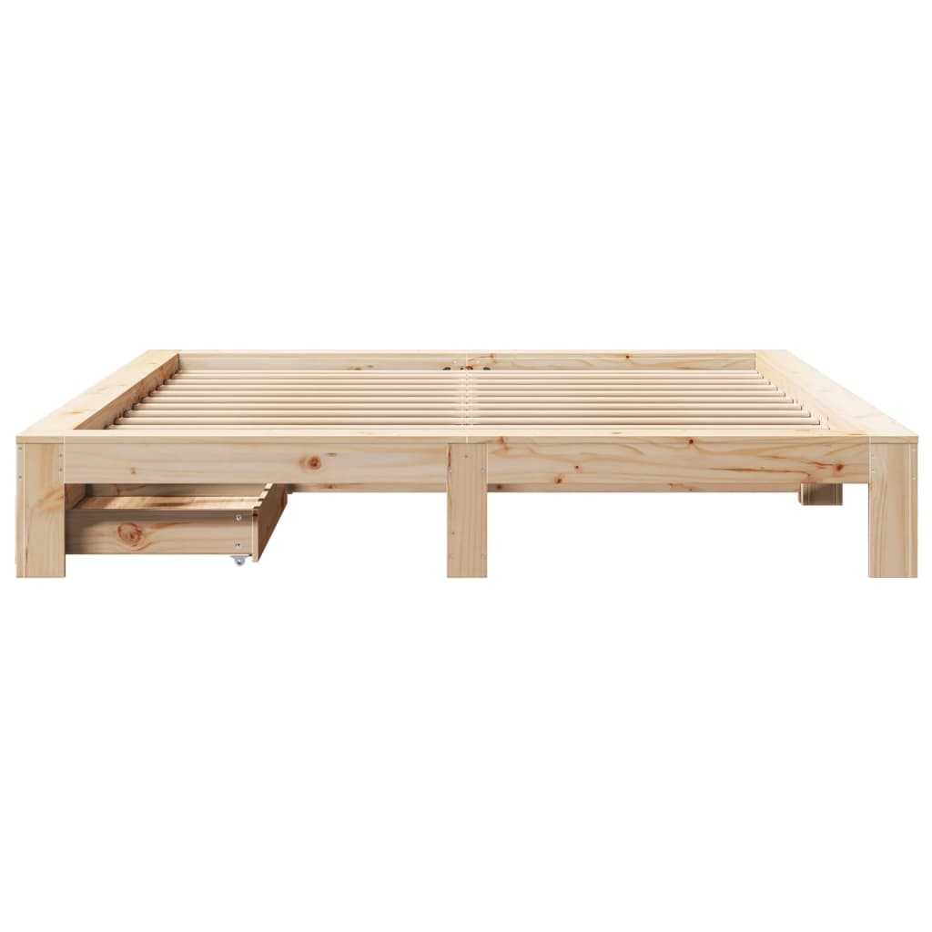 Bed Frame without Mattress 200x200 cm Solid Wood Pine