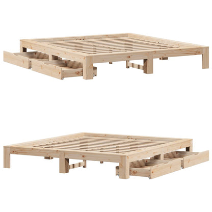 Bed Frame without Mattress 200x200 cm Solid Wood Pine