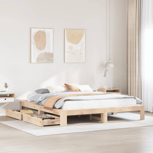 Bed Frame without Mattress 200x200 cm Solid Wood Pine