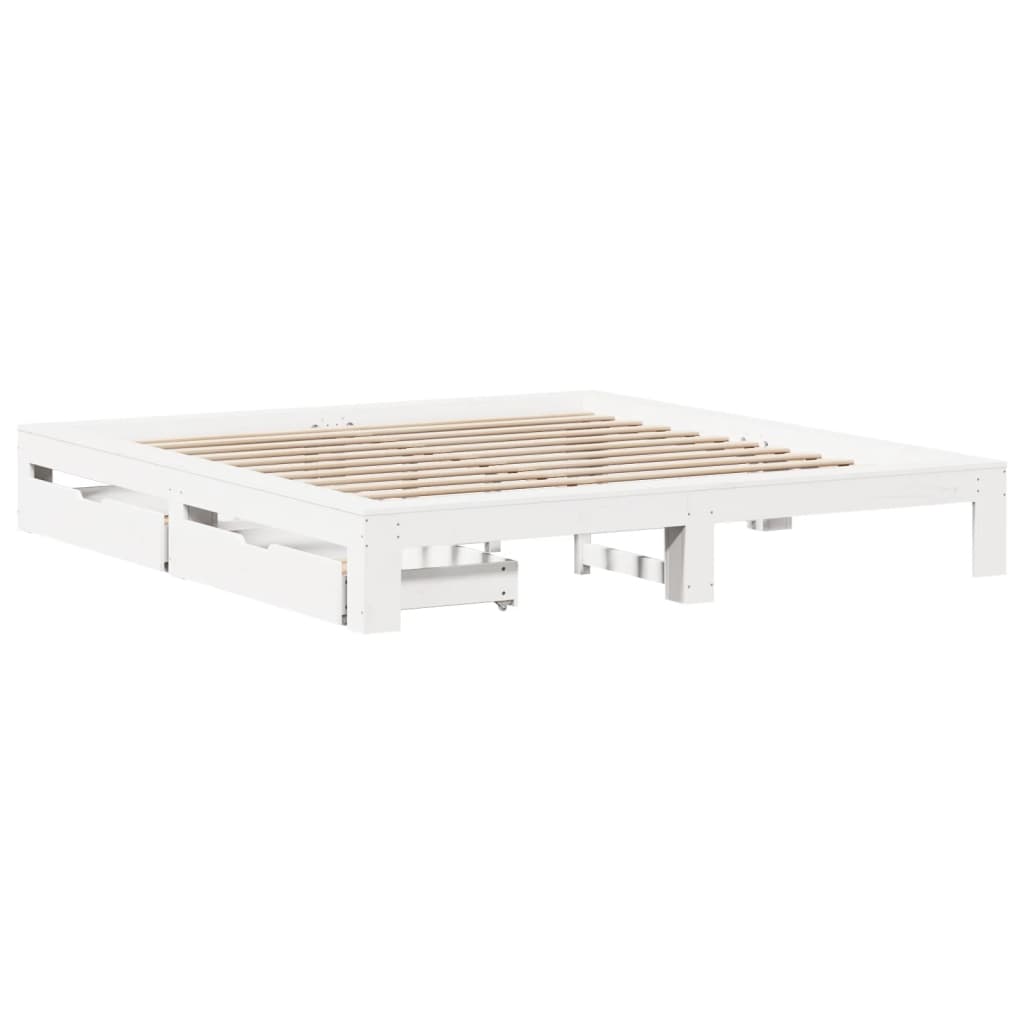 Bed Frame without Mattress White 200x200 cm Solid Wood Pine