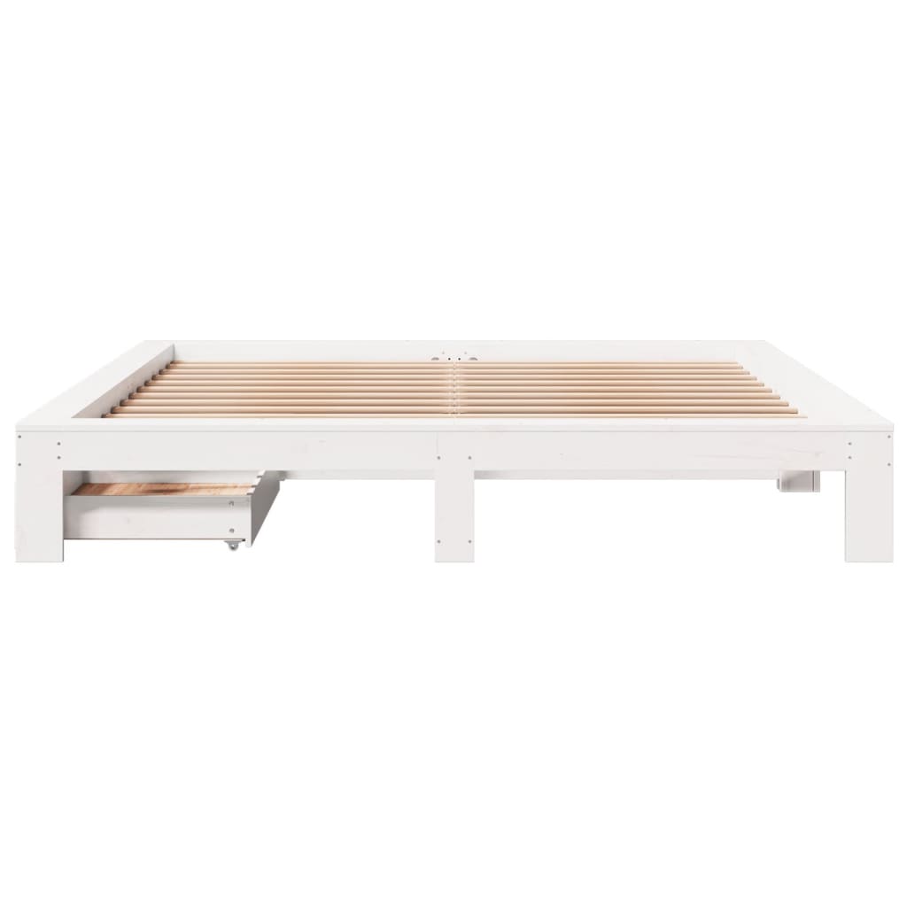 Bed Frame without Mattress White 200x200 cm Solid Wood Pine