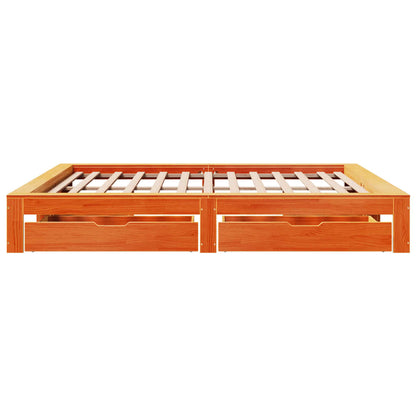 Bed Frame without Mattress Wax Brown 200x200 cm Solid Wood Pine