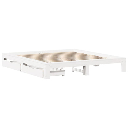 Bed Frame without Mattress White 180x200 cm Super King Solid Wood Pine