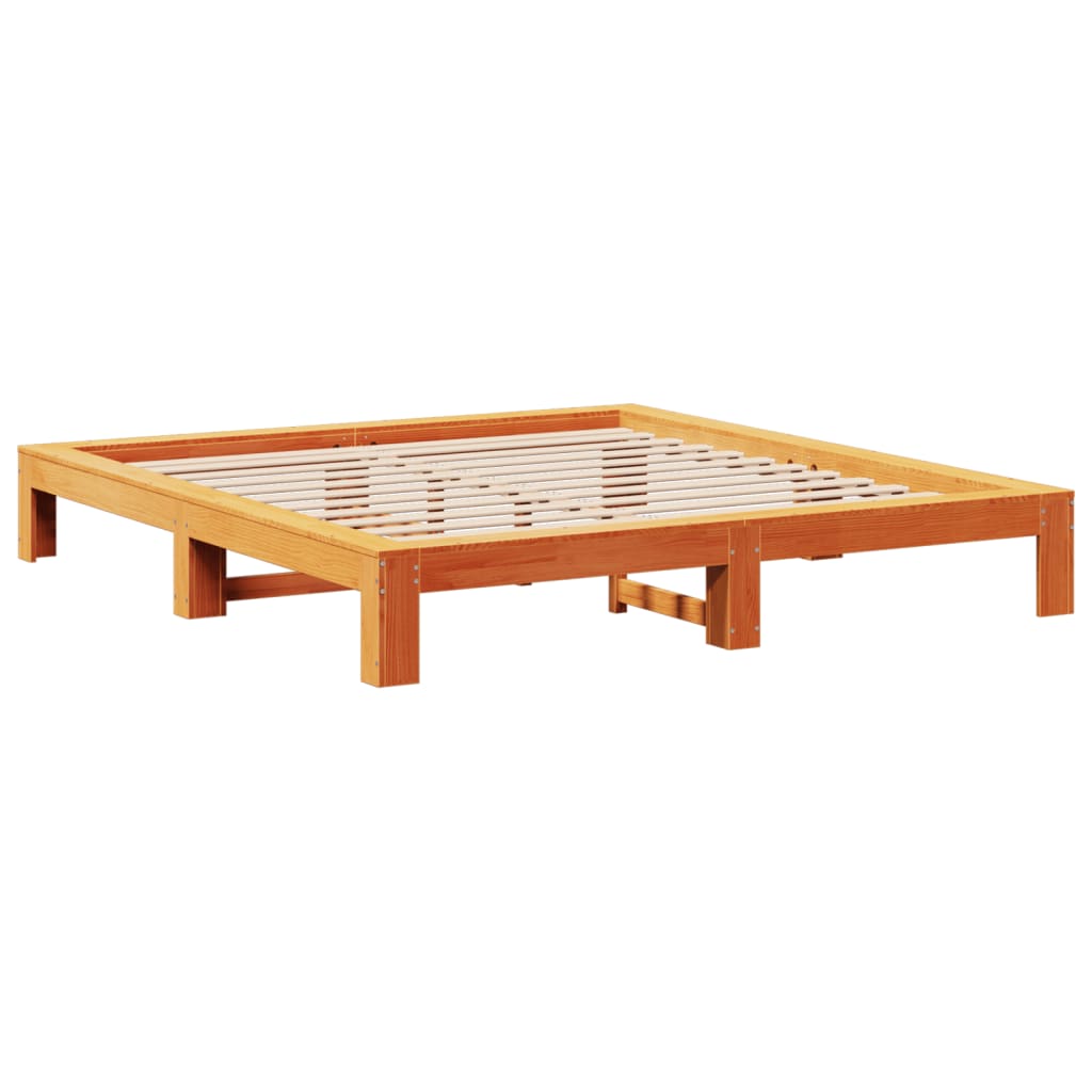 Bed Frame without Mattress Wax Brown 180x200 cm Super King Solid Wood Pine