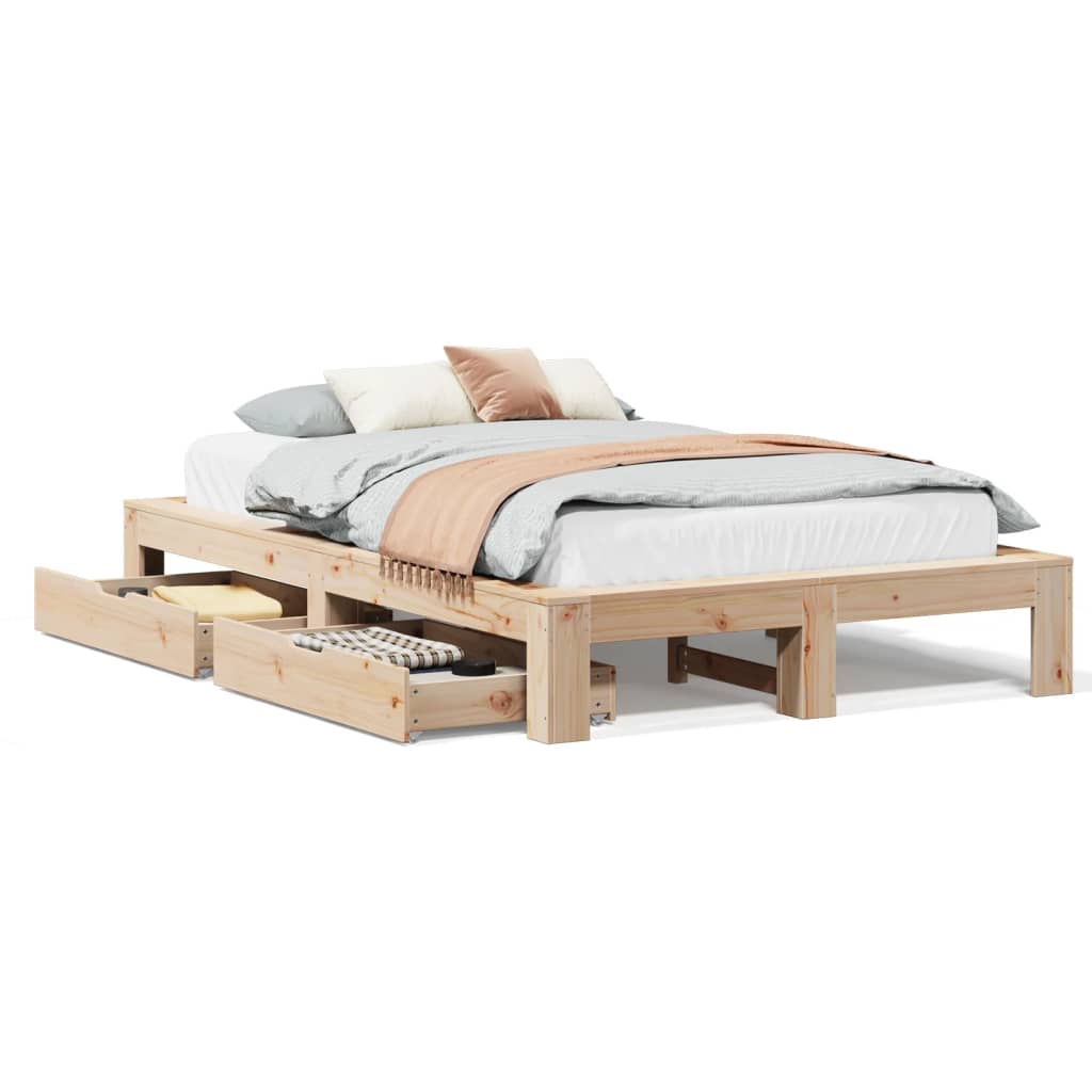 Bed Frame without Mattress 120x200 cm Solid Wood Pine