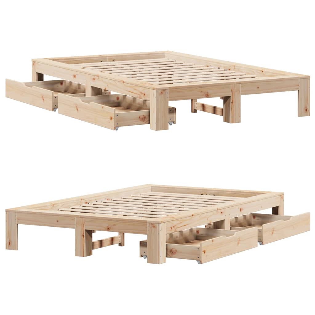 Bed Frame without Mattress 120x200 cm Solid Wood Pine