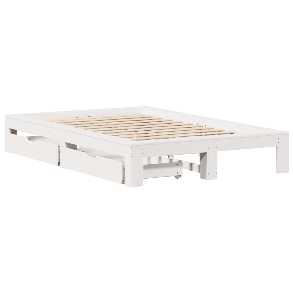 Bed Frame without Mattress White 120x200 cm Solid Wood Pine