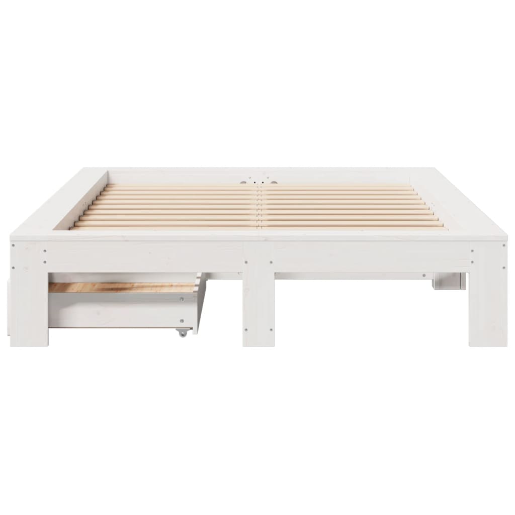 Bed Frame without Mattress White 120x200 cm Solid Wood Pine