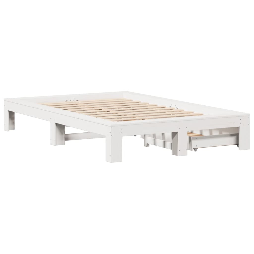 Bed Frame without Mattress White 120x200 cm Solid Wood Pine