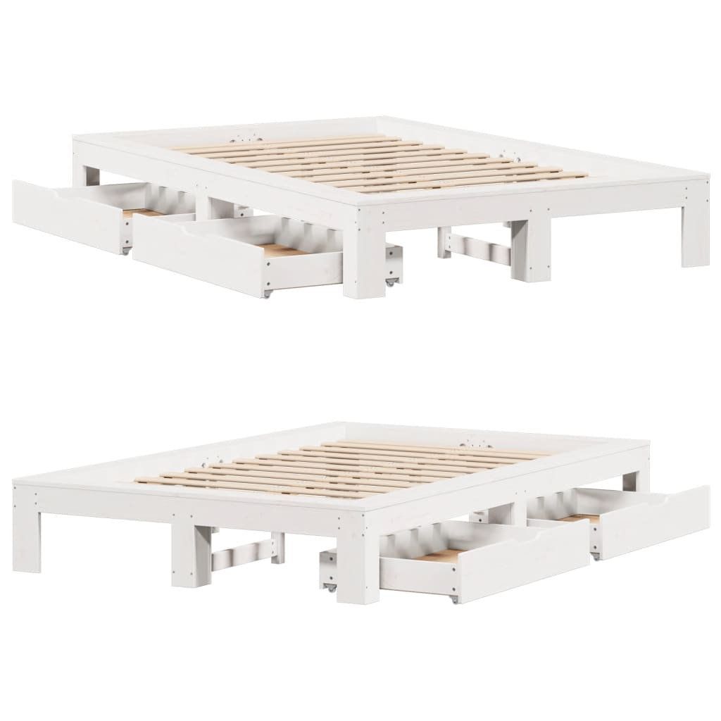 Bed Frame without Mattress White 120x200 cm Solid Wood Pine