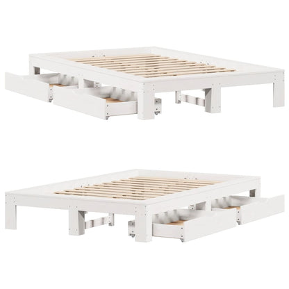 Bed Frame without Mattress White 120x200 cm Solid Wood Pine