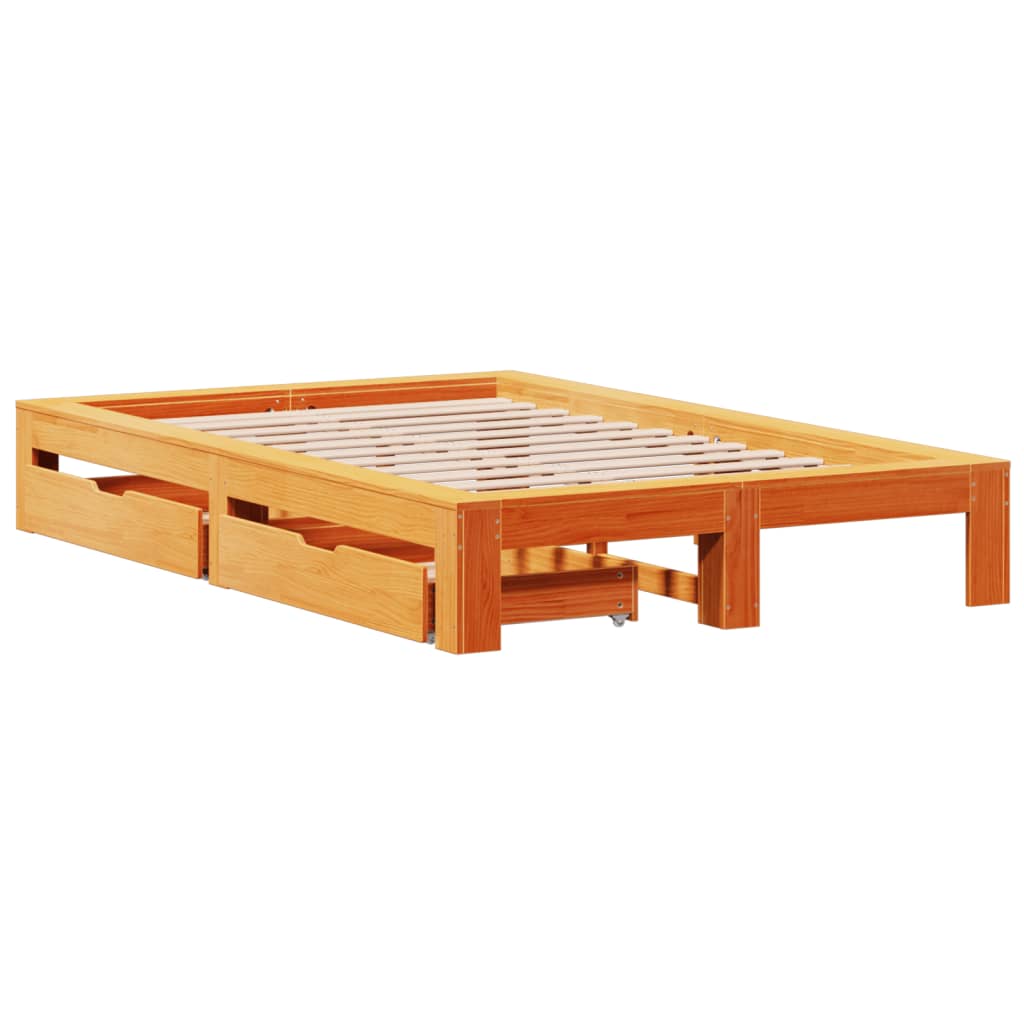 Bed Frame without Mattress Wax Brown 120x200 cm Solid Wood Pine