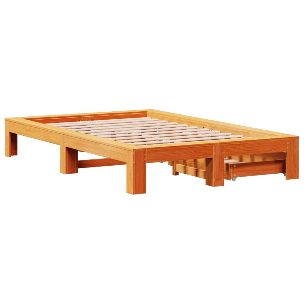 Bed Frame without Mattress Wax Brown 120x200 cm Solid Wood Pine