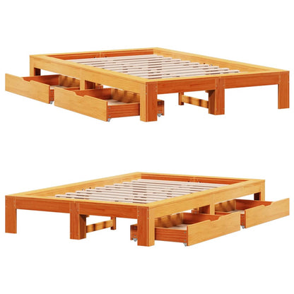 Bed Frame without Mattress Wax Brown 120x200 cm Solid Wood Pine