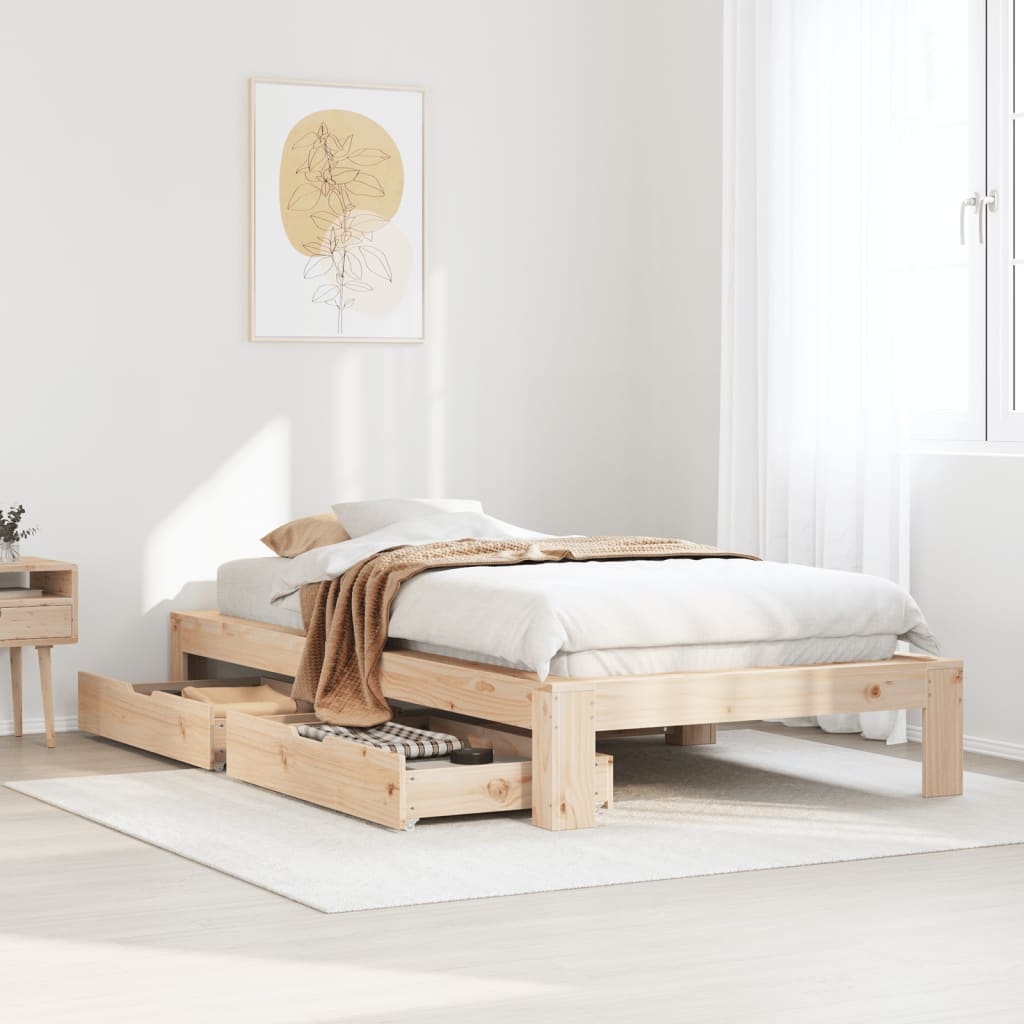 Bed Frame without Mattress 100x200 cm Solid Wood Pine