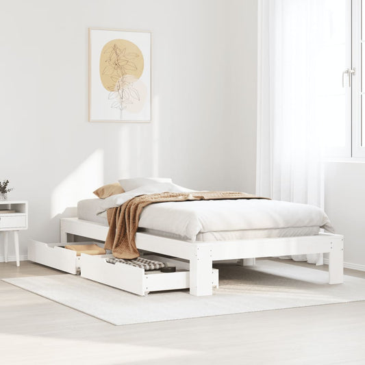 Bed Frame without Mattress White 100x200 cm Solid Wood Pine