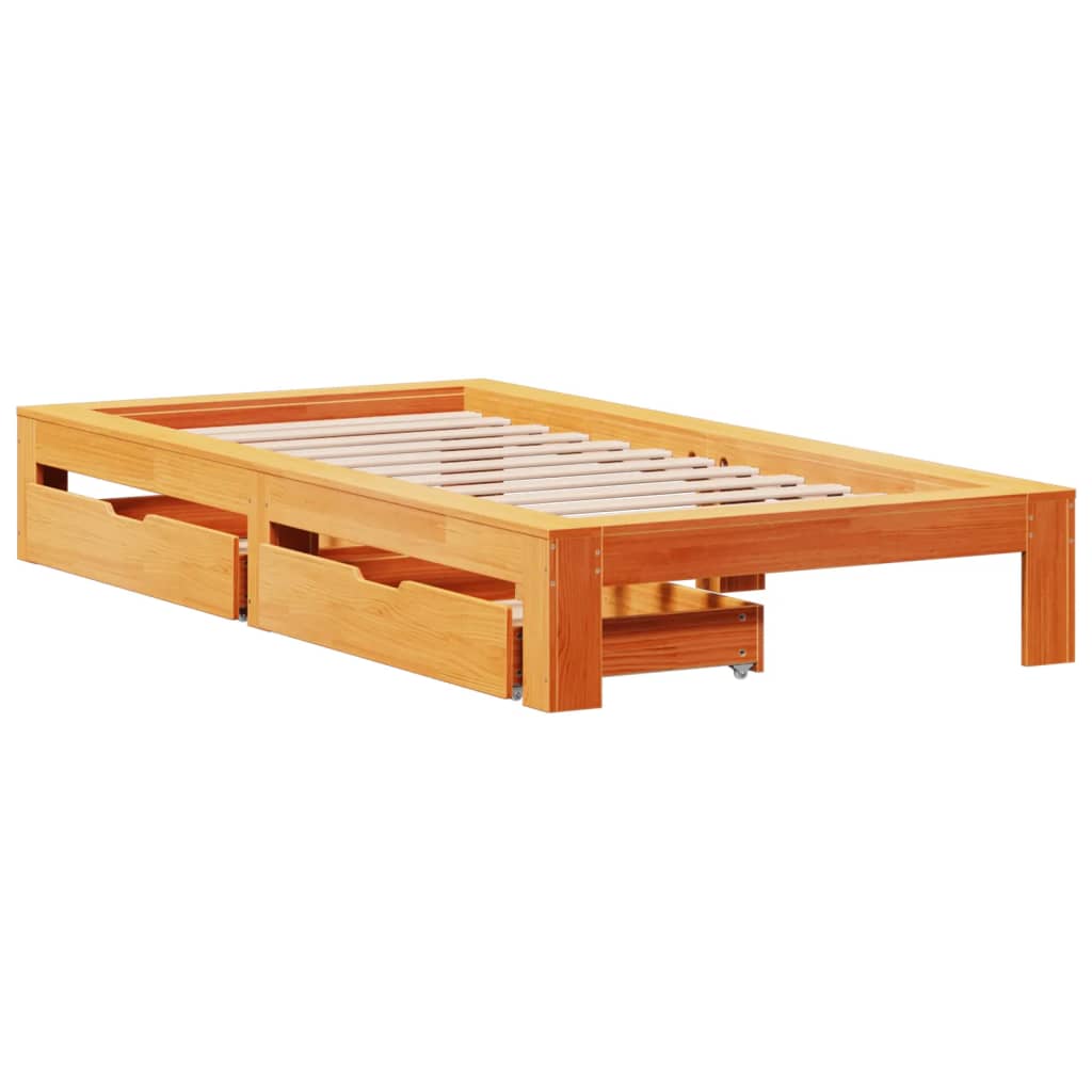 Bed Frame without Mattress Wax Brown 100x200 cm Solid Wood Pine