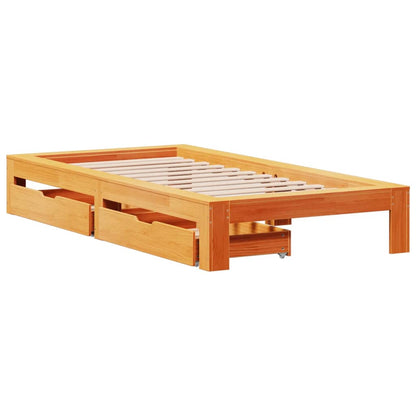 Bed Frame without Mattress Wax Brown 100x200 cm Solid Wood Pine