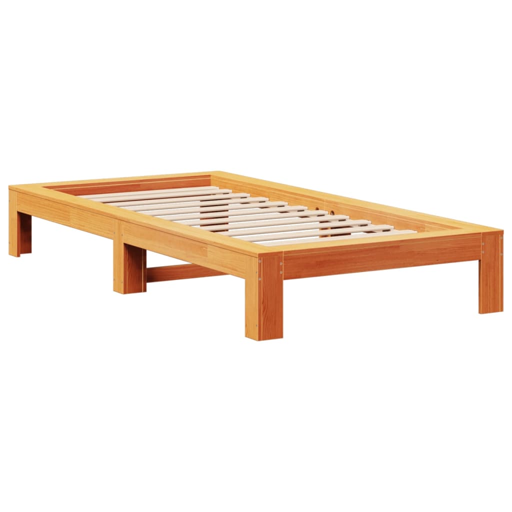 Bed Frame without Mattress Wax Brown 100x200 cm Solid Wood Pine