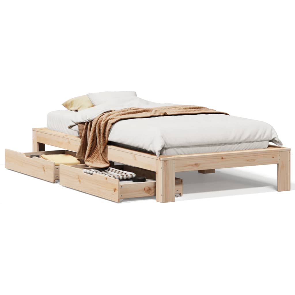 Bed Frame without Mattress 90x200 cm Solid Wood Pine