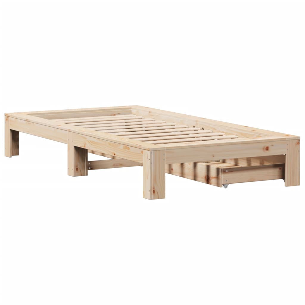 Bed Frame without Mattress 90x200 cm Solid Wood Pine