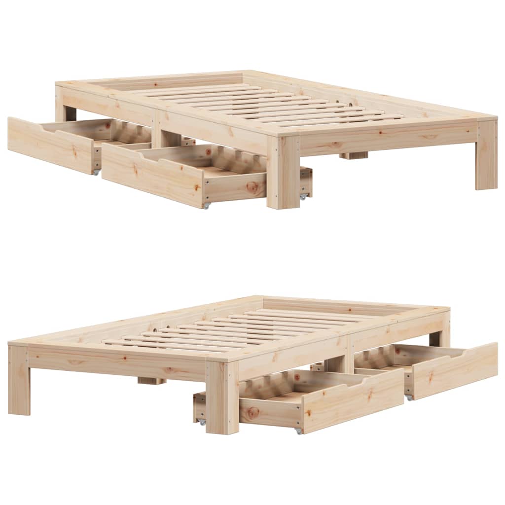 Bed Frame without Mattress 90x200 cm Solid Wood Pine