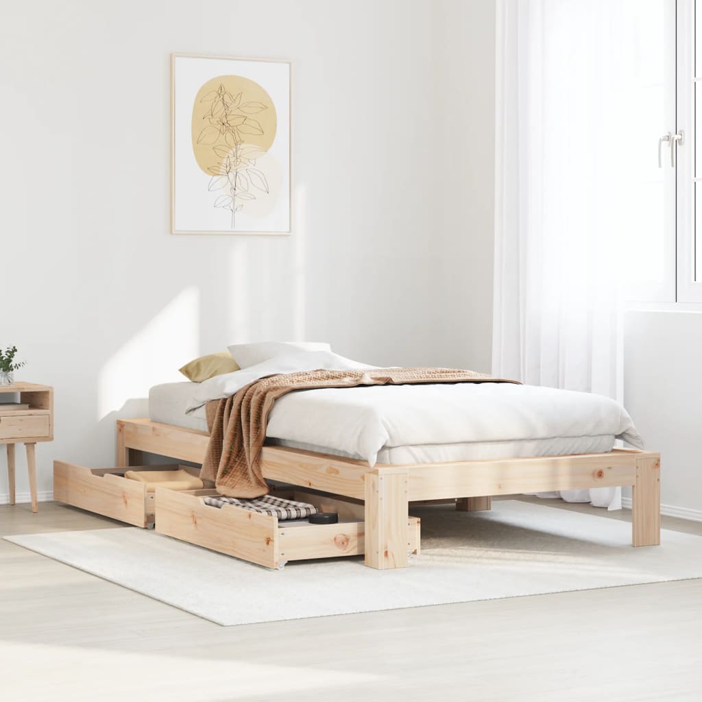 Bed Frame without Mattress 90x200 cm Solid Wood Pine