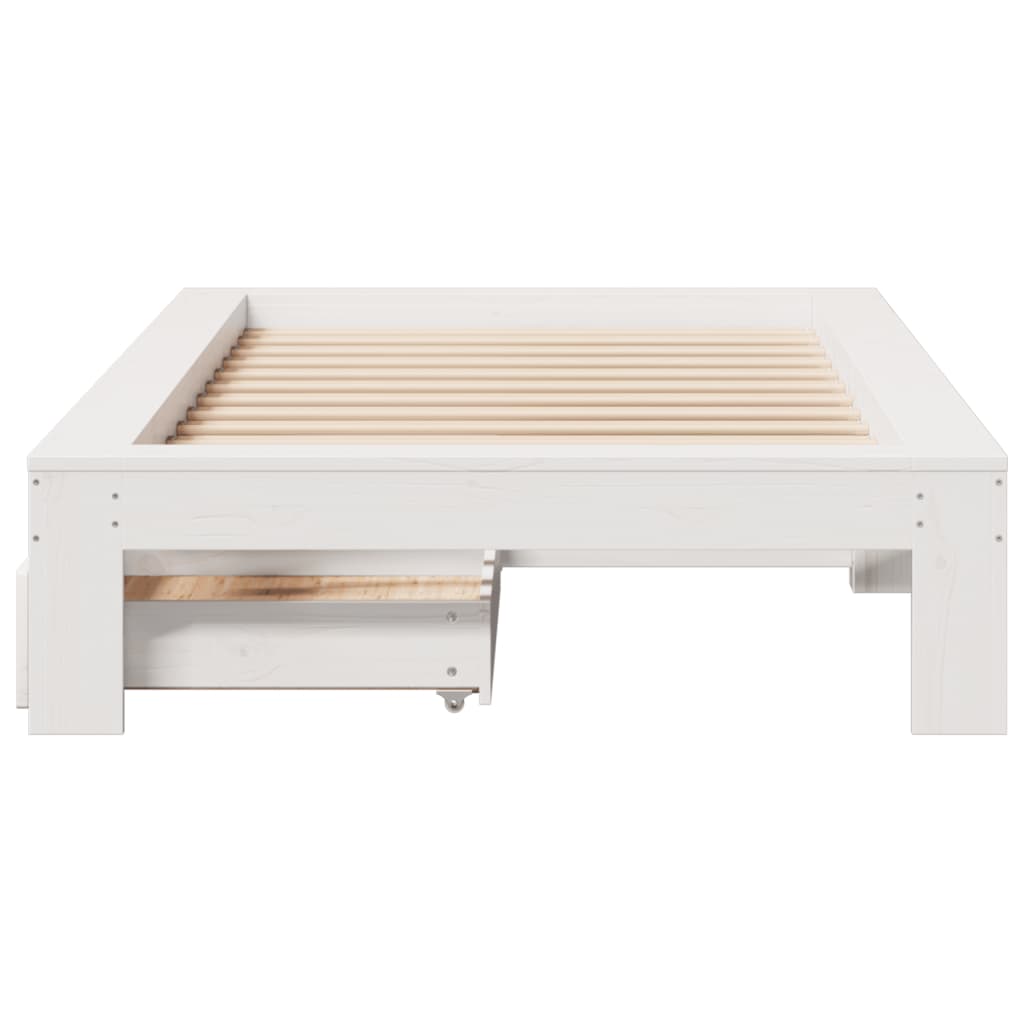 Bed Frame without Mattress White 90x200 cm Solid Wood Pine