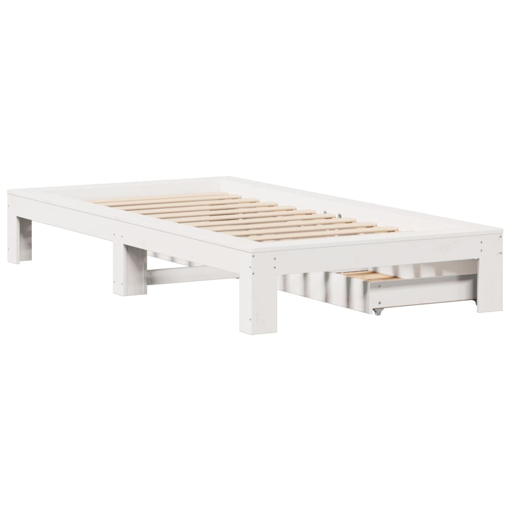 Bed Frame without Mattress White 90x200 cm Solid Wood Pine