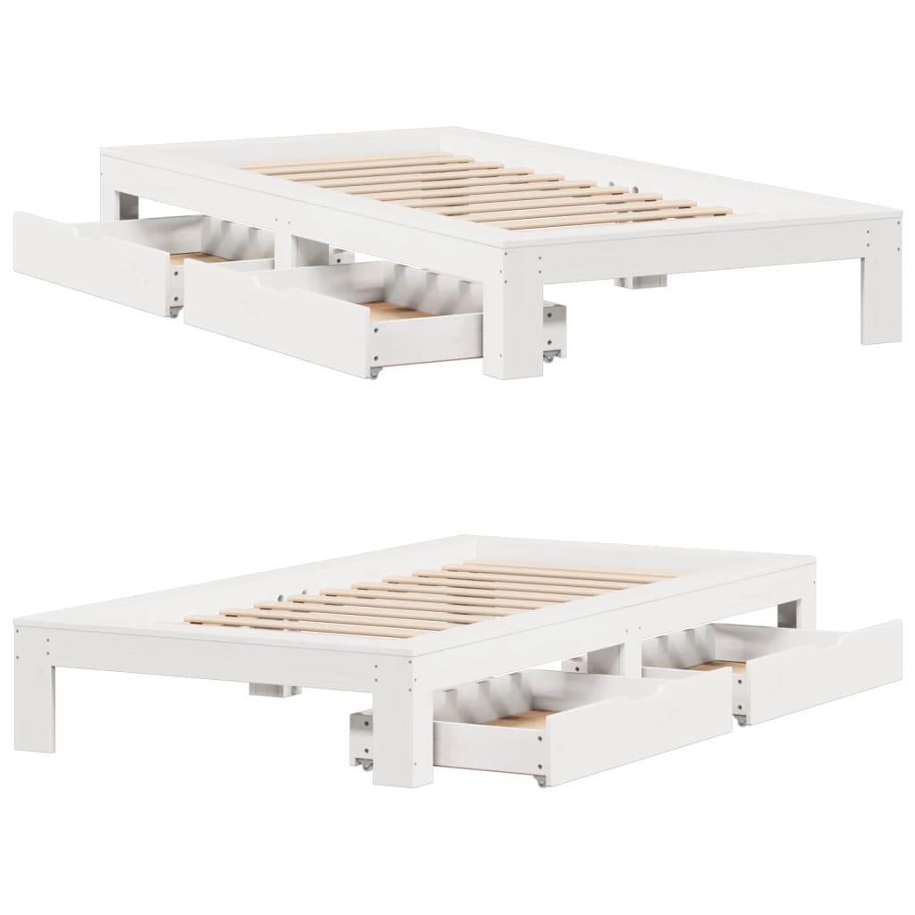 Bed Frame without Mattress White 90x200 cm Solid Wood Pine