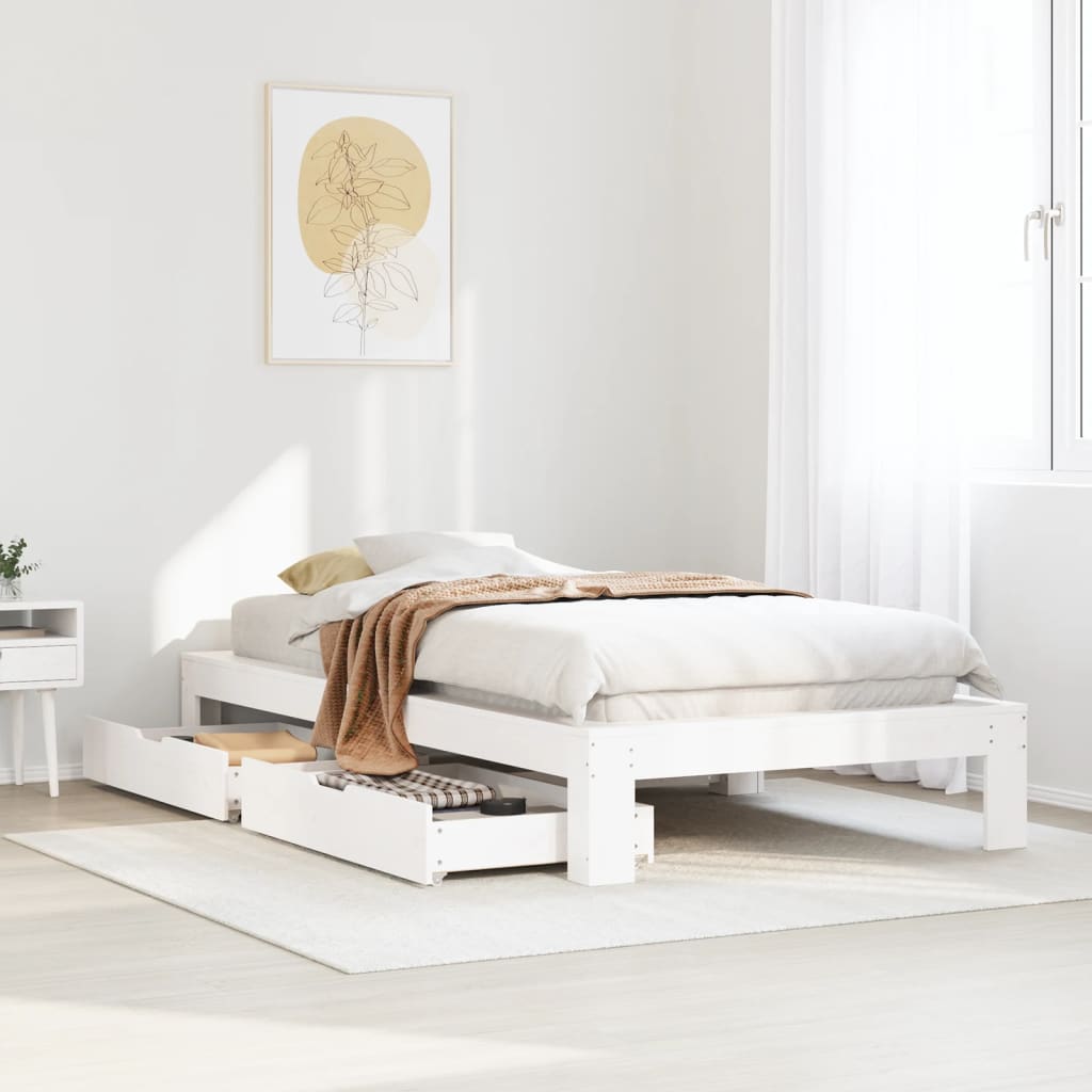 Bed Frame without Mattress White 90x200 cm Solid Wood Pine