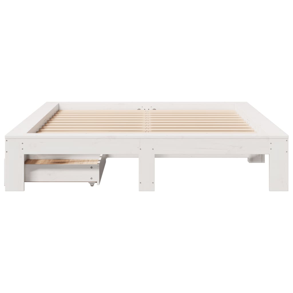 Bed Frame without Mattress White 140x190 cm Solid Wood Pine