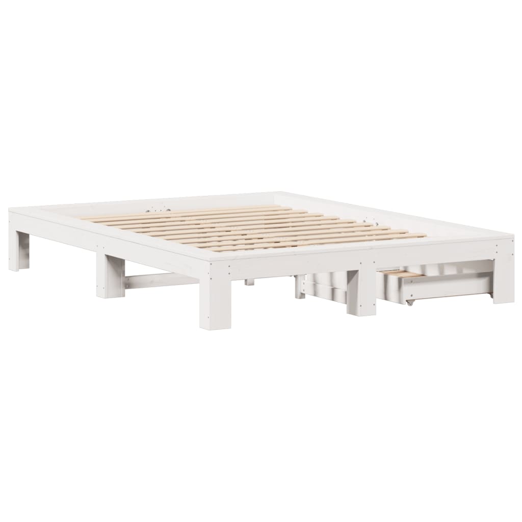 Bed Frame without Mattress White 140x190 cm Solid Wood Pine