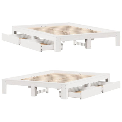 Bed Frame without Mattress White 140x190 cm Solid Wood Pine