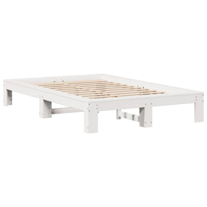 Bed Frame without Mattress White 135x190 cm Double Solid Wood Pine