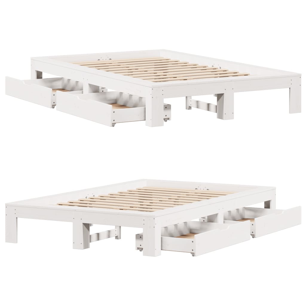 Bed Frame without Mattress White 120x190 cm Small Double Solid Wood Pine