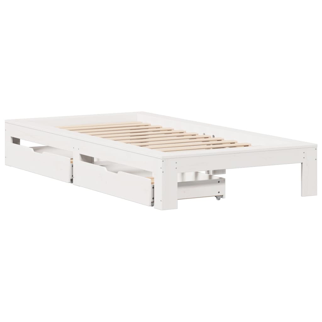 Bed Frame without Mattress White 90x190 cm Single Solid Wood Pine