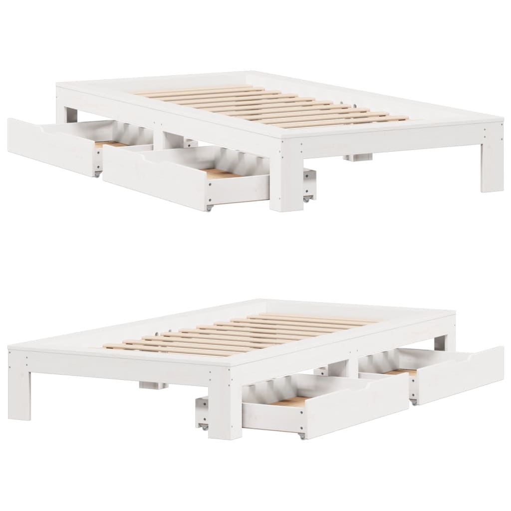 Bed Frame without Mattress White 90x190 cm Single Solid Wood Pine