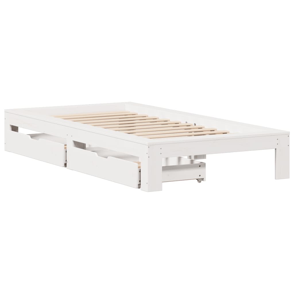 Bed Frame without Mattress White 75x190 cm Small Single Solid Wood Pine