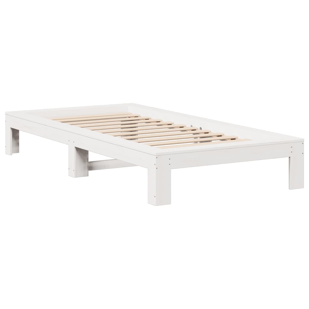 Bed Frame without Mattress White 75x190 cm Small Single Solid Wood Pine