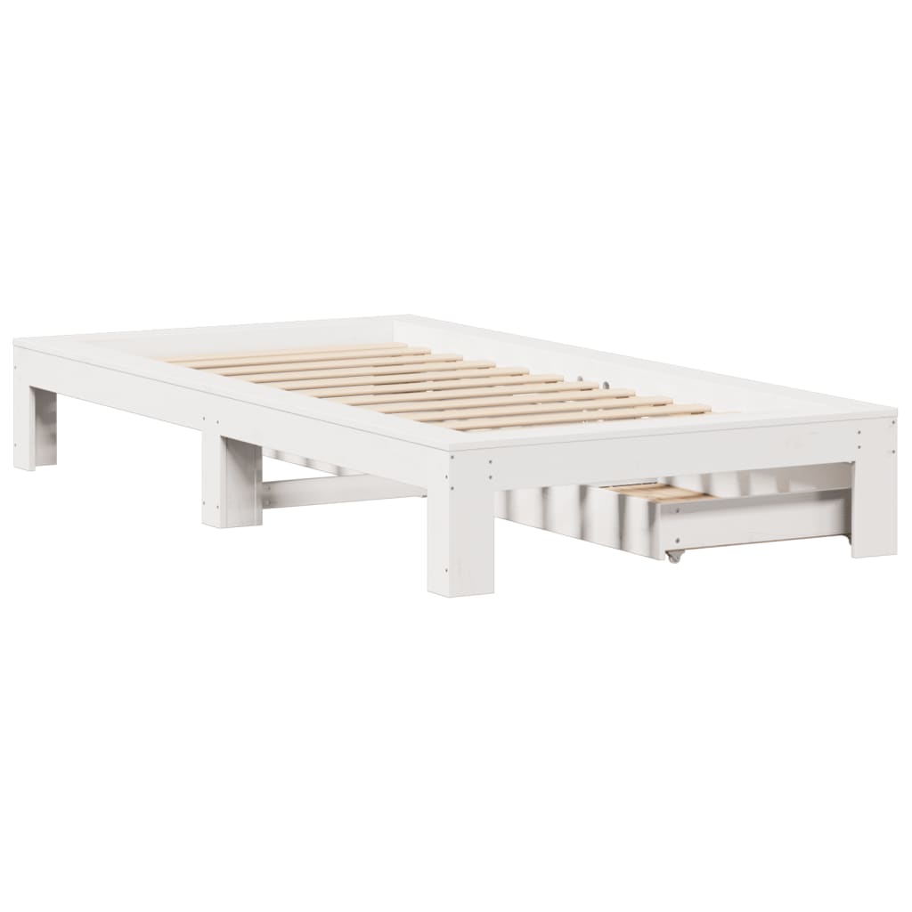 Bed Frame without Mattress White 75x190 cm Small Single Solid Wood Pine