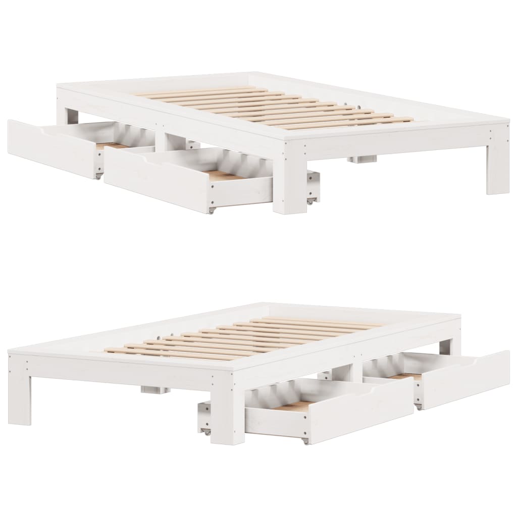 Bed Frame without Mattress White 75x190 cm Small Single Solid Wood Pine