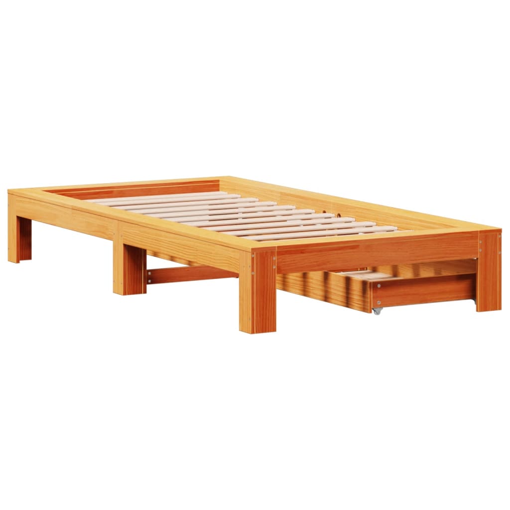 Bed Frame without Mattress Wax Brown 75x190 cm Small Single Solid Wood Pine