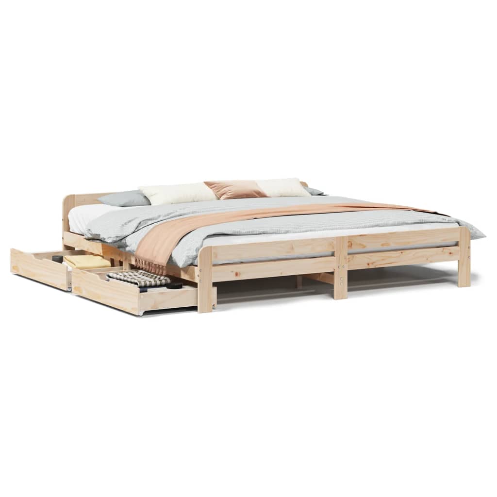 Bed frame without Mattress 200x200 cm Solid Wood Pine