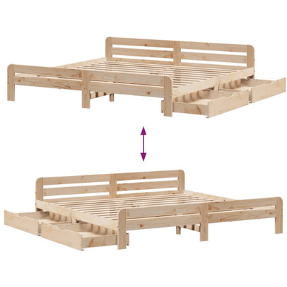 Bed frame without Mattress 200x200 cm Solid Wood Pine